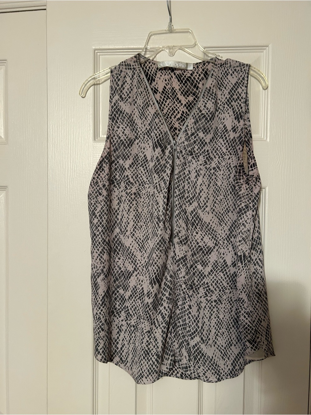 Lola and Sophie Black and Pink Sleeveless V-Neck Printed Blouse